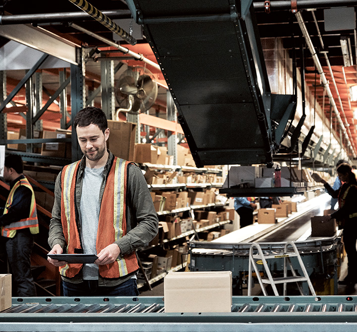 Factory working tracking  inventory on a tablet
